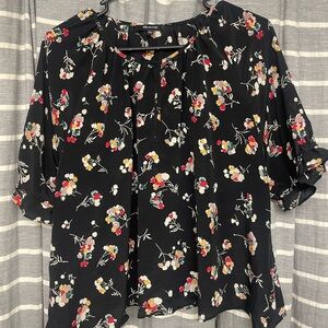 Madewell Black Floral Blouse